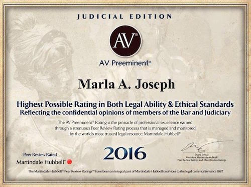 Marla Joseph AV Preeminent Diploma