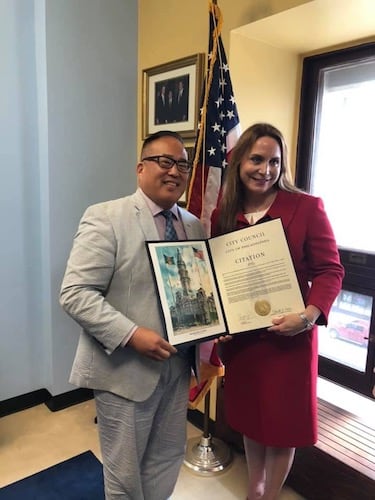 Marla Joseph being honored by Philadelphia City Councilman David Oh